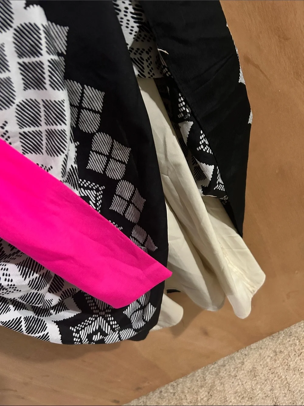 Eliza J Black & White Geometric Maxi Dress with Pink Belt